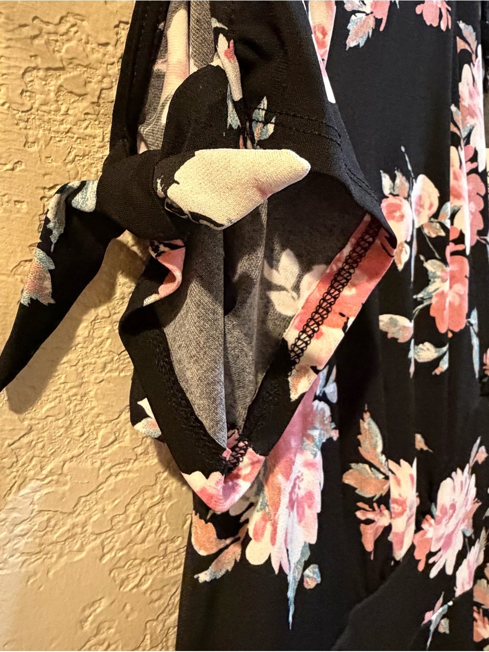 torrid Black Floral V-Neck Midi Dress with Pink Roses - Picture 3 of 4